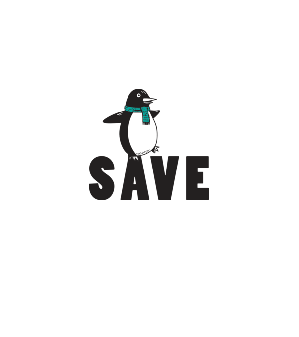 Save penguin model alb pe tricou