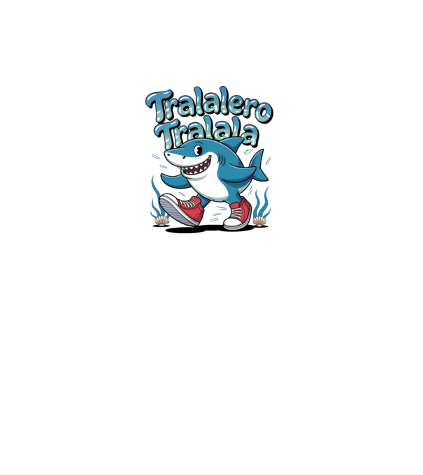 Tralalero Tralala drăguț model negru pe tricou