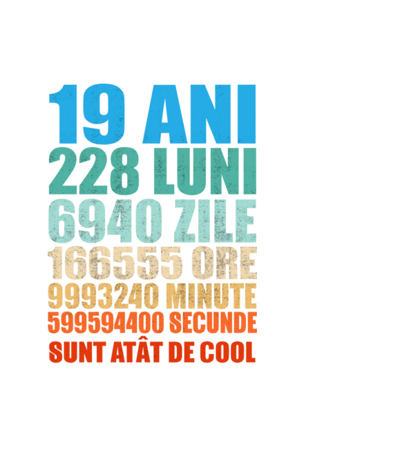 De 19 ani - luni - zile - ore - minute - secunde - sunt atât de cool model negru pe tricou
