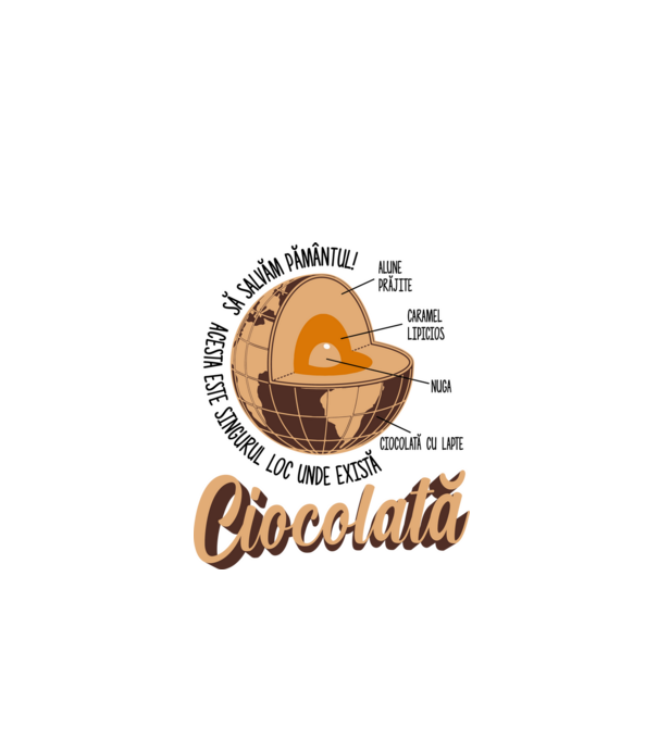 să salvăm Pământul! acesta este singurul loc unde există ciocolată - alune prăjite, caramel lipicios, nuga, ciocolată cu lapte model alb pe tricou