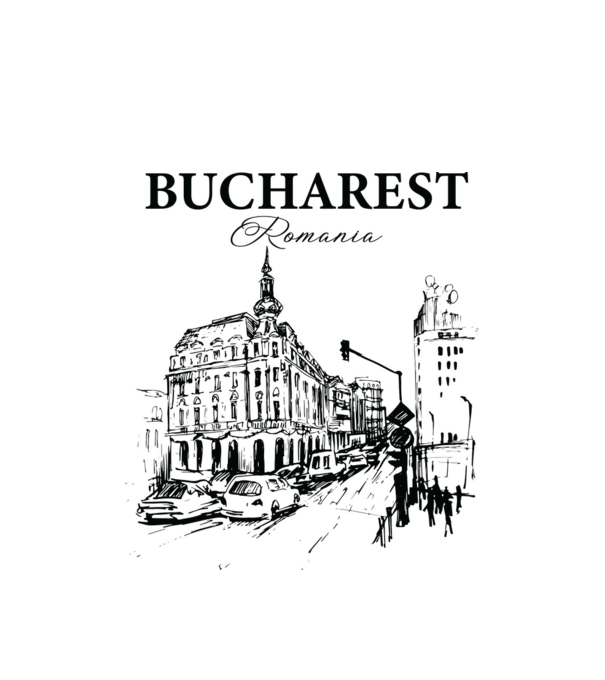 România Bucharest vintage model alb pe tricou