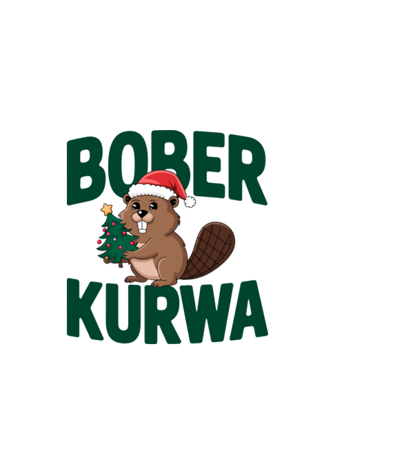 Bober kurwa xmas model alb pe tricou