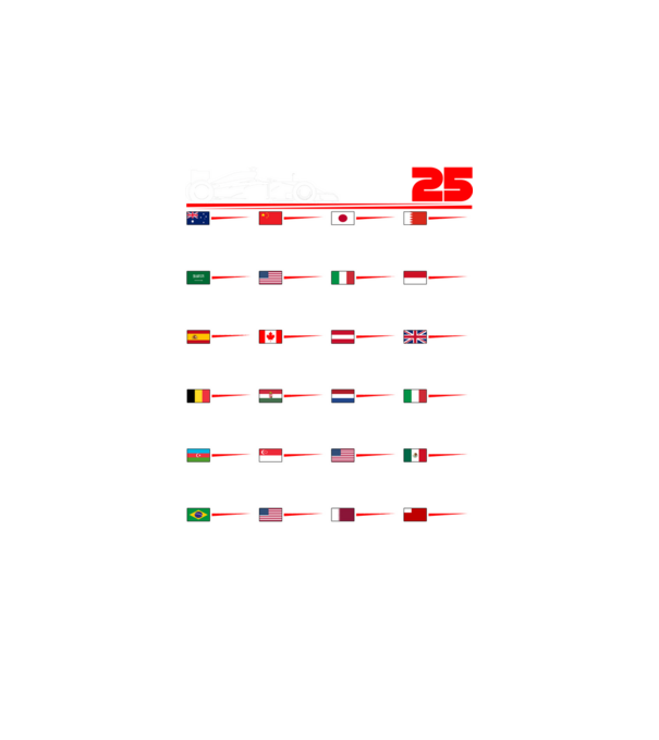 F1 calendar 2025 negru model alb pe tricou