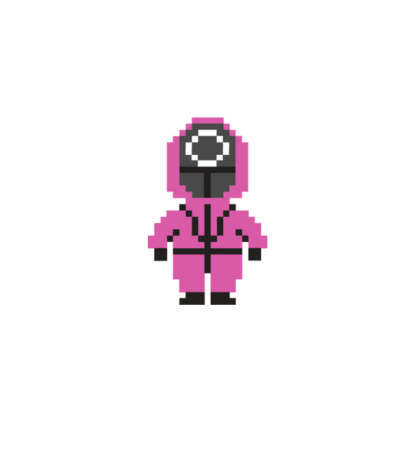 squid game pixel model negru pe tricou