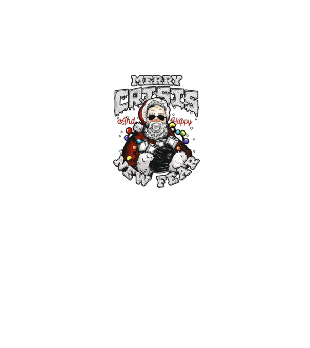 Merry Crisis and Happy New Fear model negru pe tricou