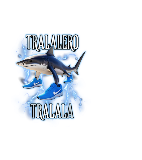 Tralalero Tralala model alb pe tricou