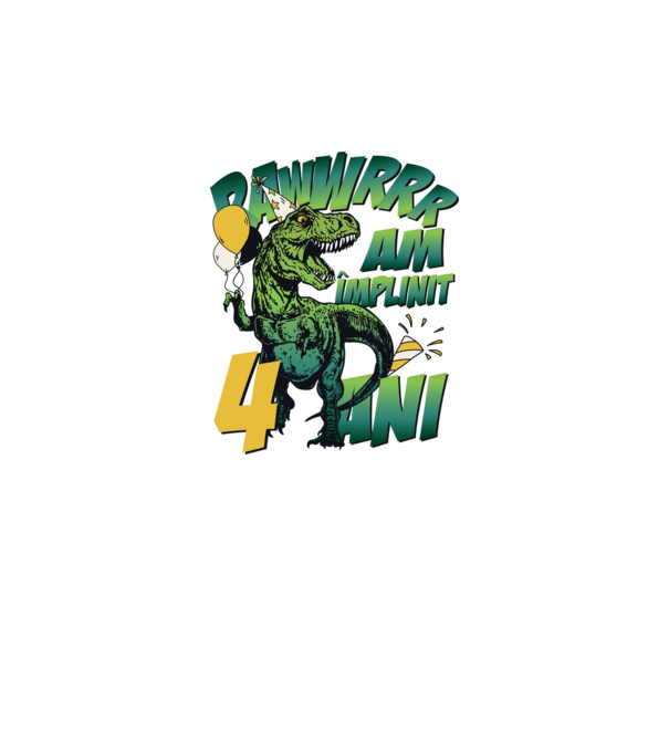Rawr Am împlinit 4 ani model alb pe tricou