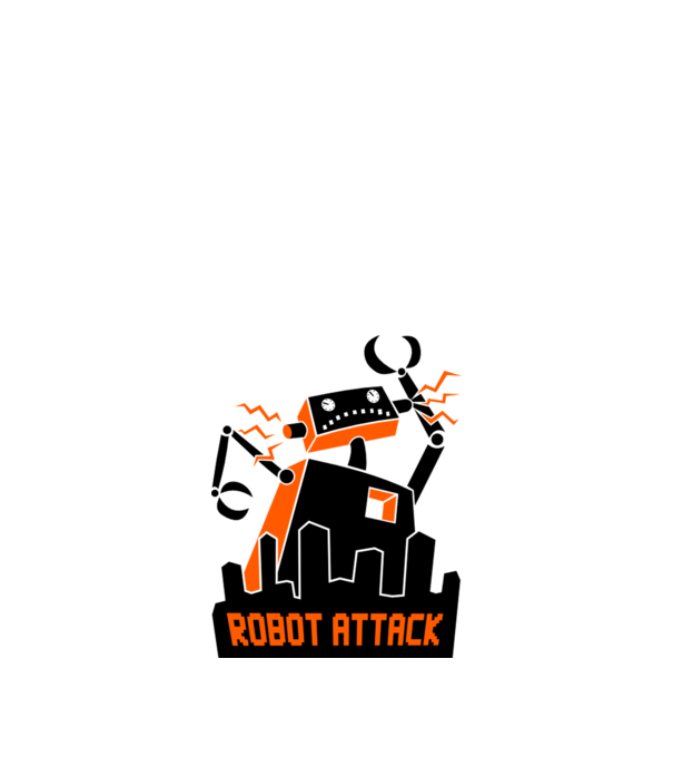 Robot Attack model alb pe tricou