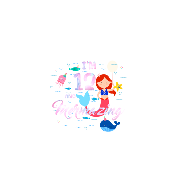 Mermazing Birthday 12 model negru pe tricou