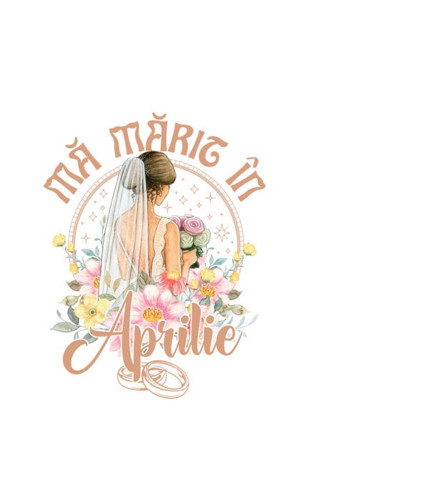 mă mărit - în aprilie model alb pe tricou