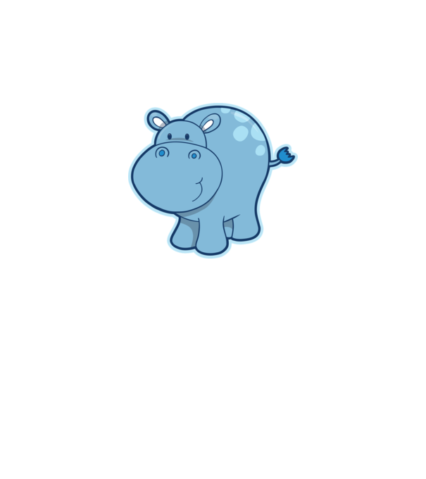 Cartoon hippo model negru pe tricou
