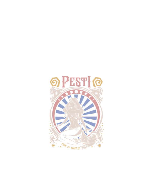 Zodiac Vintage PEȘTI model negru pe tricou