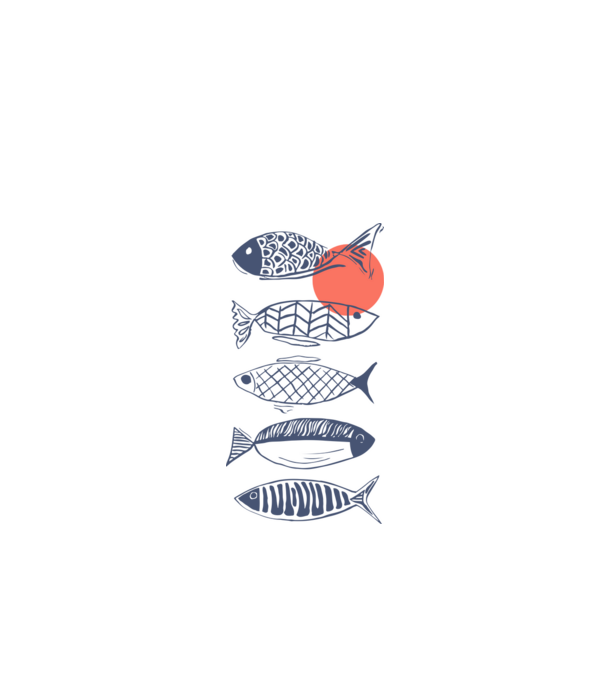 Fish model alb pe tricou