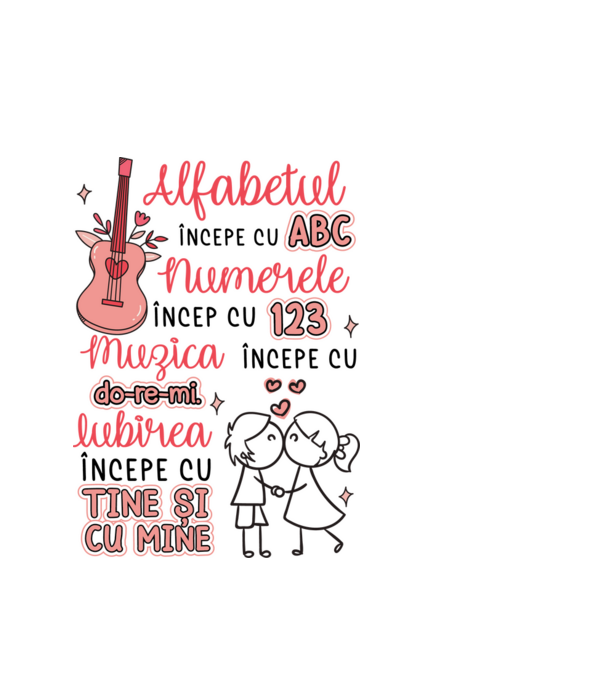 Iubirea începe cu-tine și cu mine model alb pe tricou