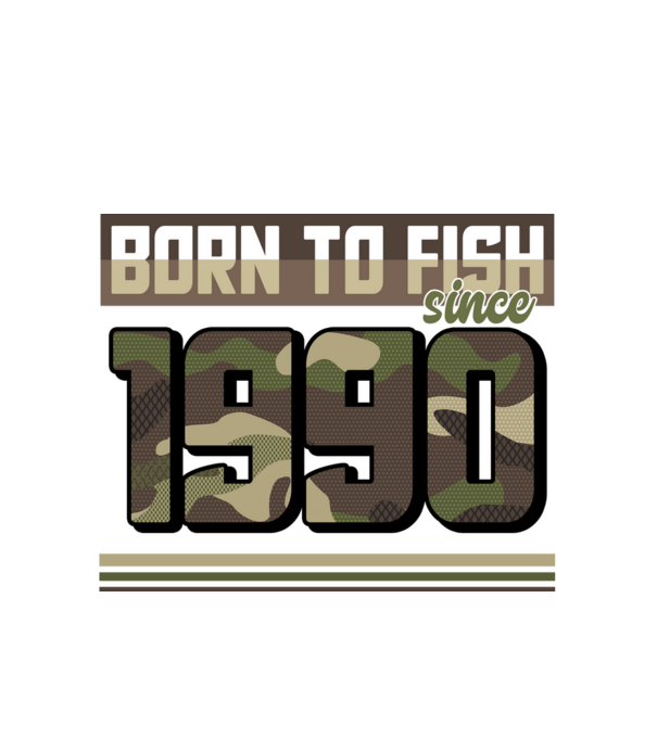Born to fish since 1990 model alb pe tricou