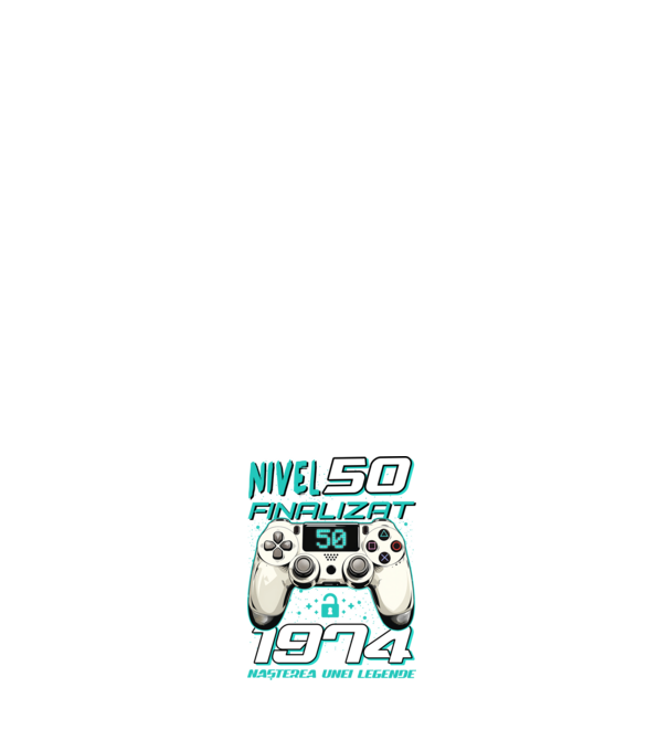 Nivel finalizat 50 1975 model albastru închis pe tricou