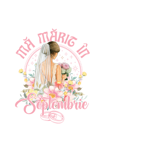 mă mărit - în septembrie model albastru deschis pe tricou