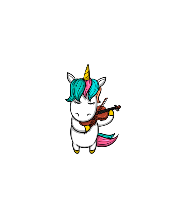 Unicorn Violin model alb pe tricou