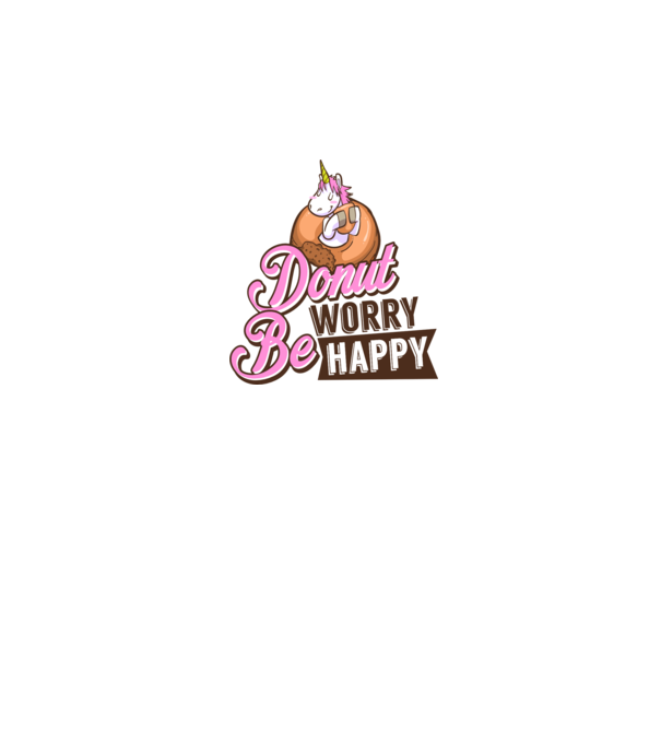 Donut worry be happy model alb pe tricou
