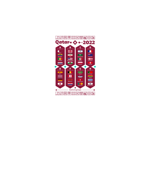 Qatar 2022 teams - groups white model alb pe tricou