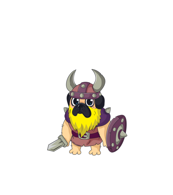Mops Viking model alb pe tricou