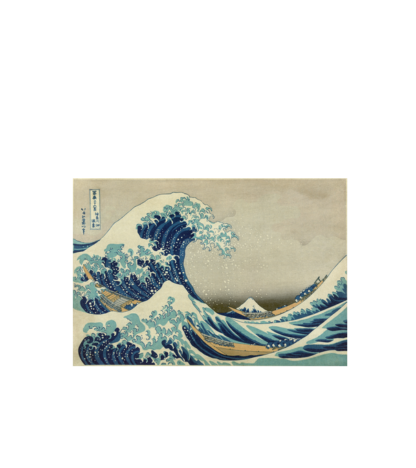 Great Wave of Kanagawa mască model alb pe tricou