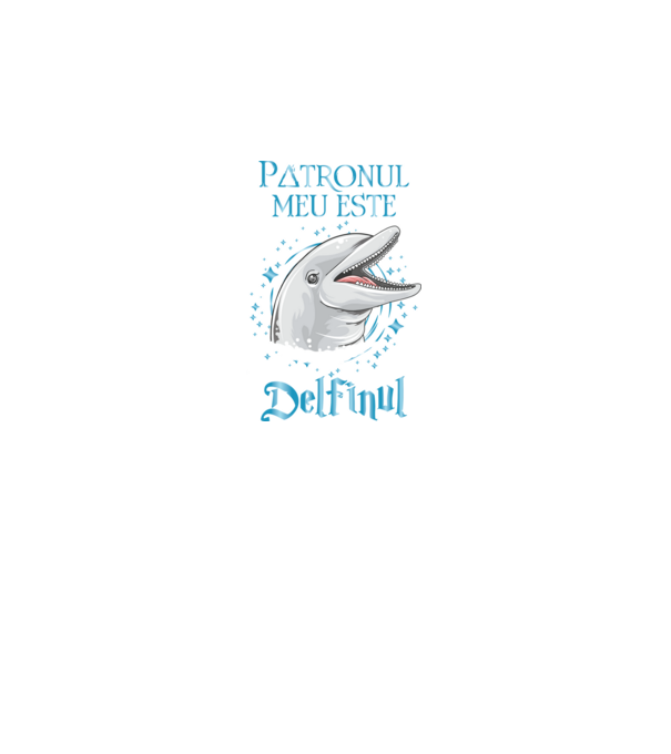 Patronul meu este DELFINUL model negru pe tricou
