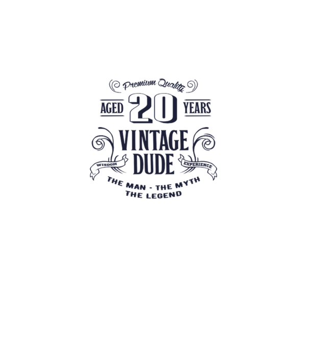 Vintage Dude - 20 model alb pe tricou