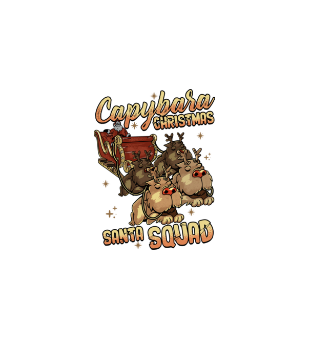 Capybara christmas santa squad model negru pe tricou