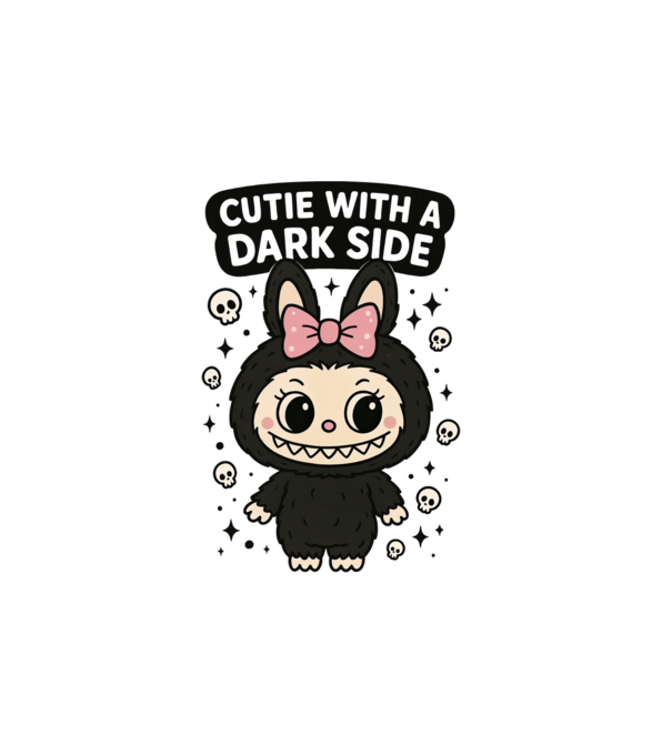 Cutie with a dark side model alb pe tricou