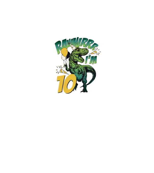 'Birthday Dinosaur rawww i''m 10' model alb pe tricou