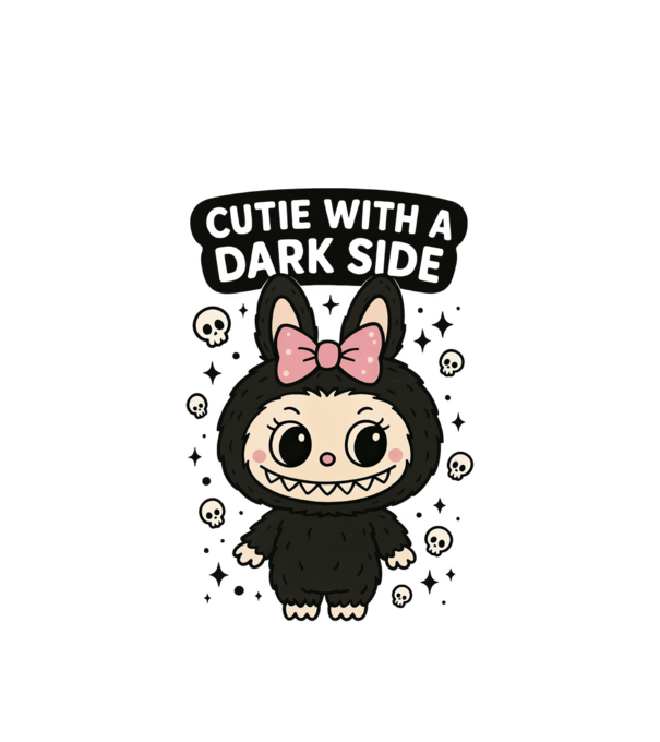 Cutie with a dark side model alb pe tricou