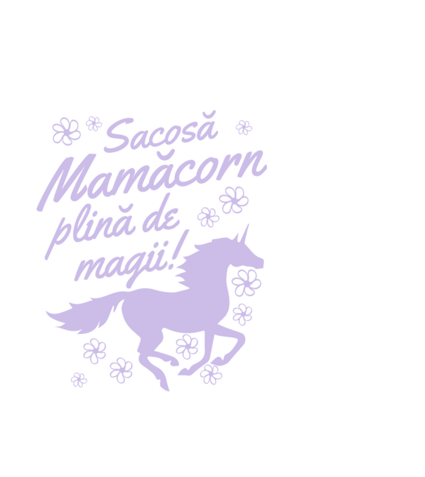 Sacoșă mamăcorn plină de magii! model alb pe tricou
