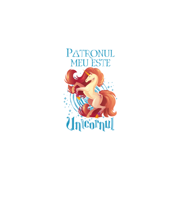 Patronul meu este UNICORNUL model negru pe tricou