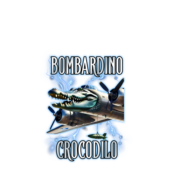 Bombardino Crocodilo model alb pe tricou