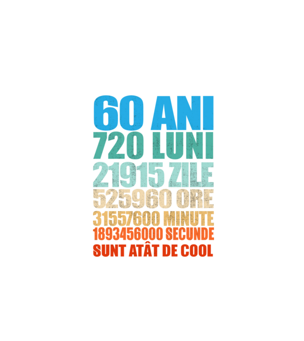 De 60 ani - luni - zile - ore - minute - secunde - sunt atât de cool model negru pe tricou