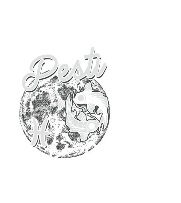 Zodiac femeie PEȘTI retro model alb pe tricou
