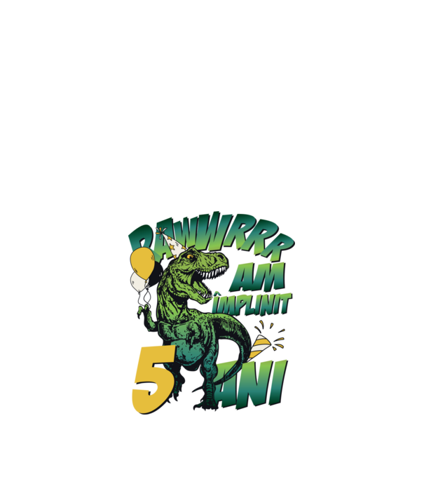 Rawr Am împlinit 5 ani model alb pe tricou