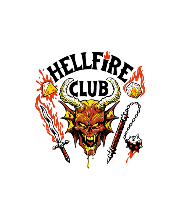 Hellfire ok model alb pe tricou