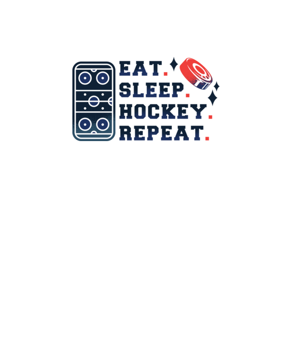 Eat Sleep Hockey Repeat model alb pe tricou