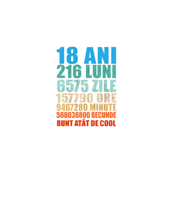 De 18 ani - luni - zile - ore - minute - secunde - sunt atât de cool model negru pe tricou