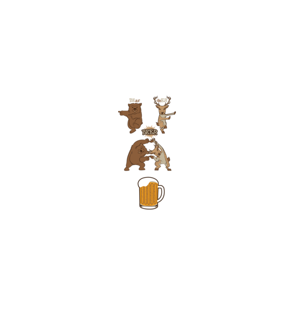 Bear deer beer model alb pe tricou