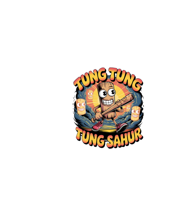 Tung Tung Tung Sahur Retro model negru pe tricou