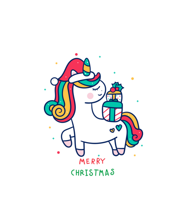 merry christmas unicorn model alb pe tricou