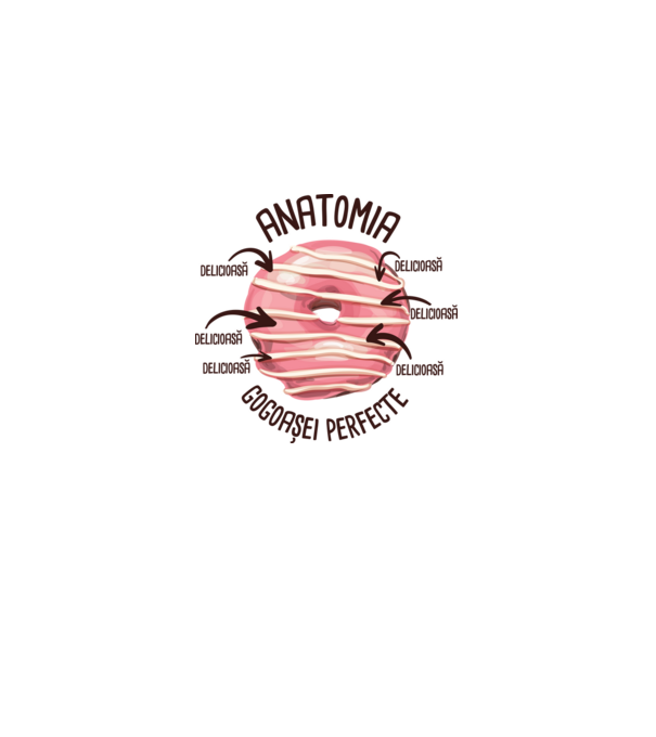 anatomia gogoașei perfecte: delicioasă model alb pe tricou