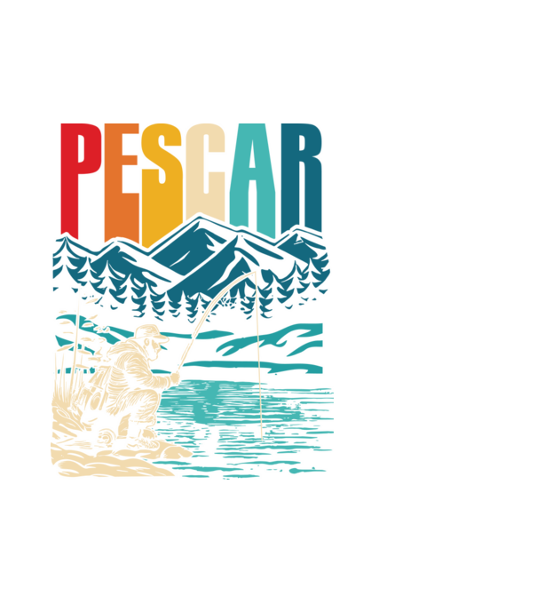 Pescar retro model alb pe tricou