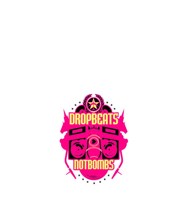 Drop Beats Not Bombs model alb pe tricou