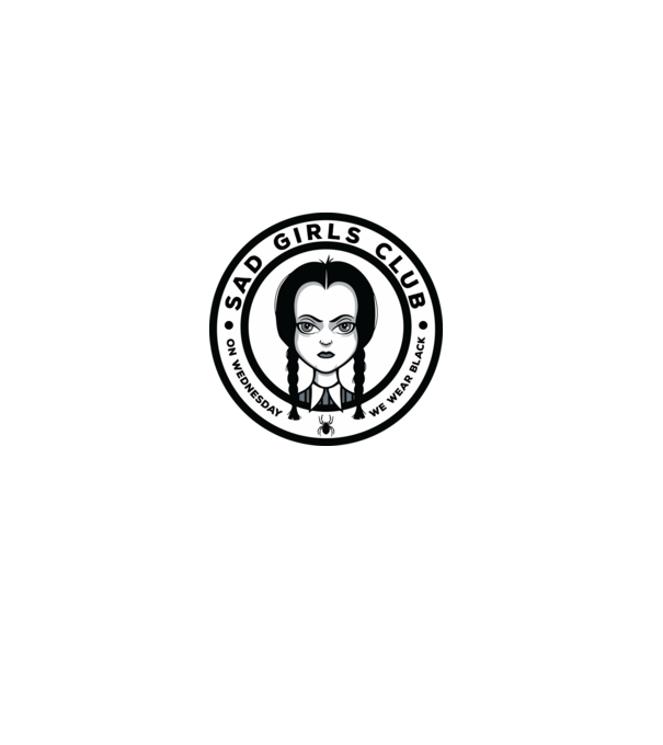 WEDNESDAY Sad Girls Club model negru pe tricou