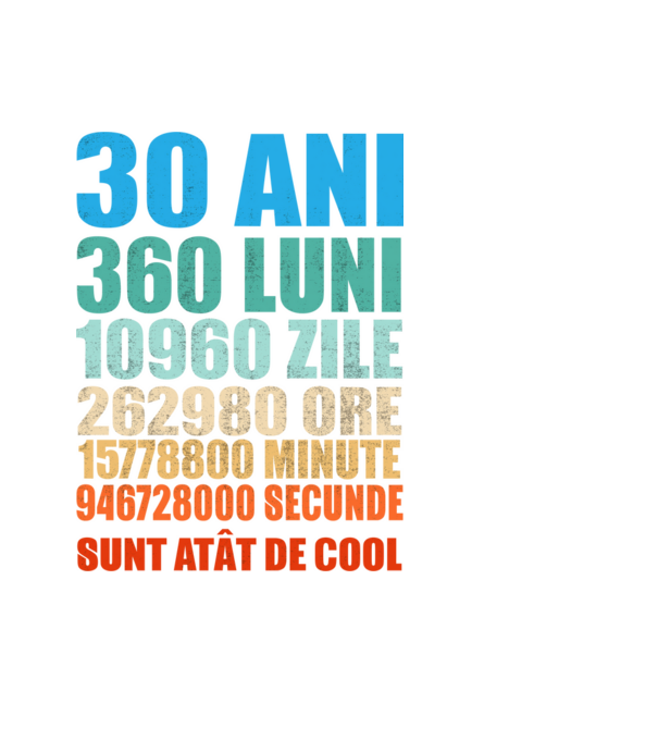 De 30 ani - luni - zile - ore - minute - secunde - sunt atât de cool model negru pe tricou