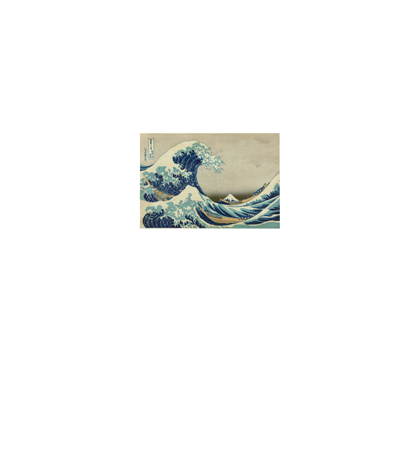Great Wave of Kanagawa mască model alb pe tricou